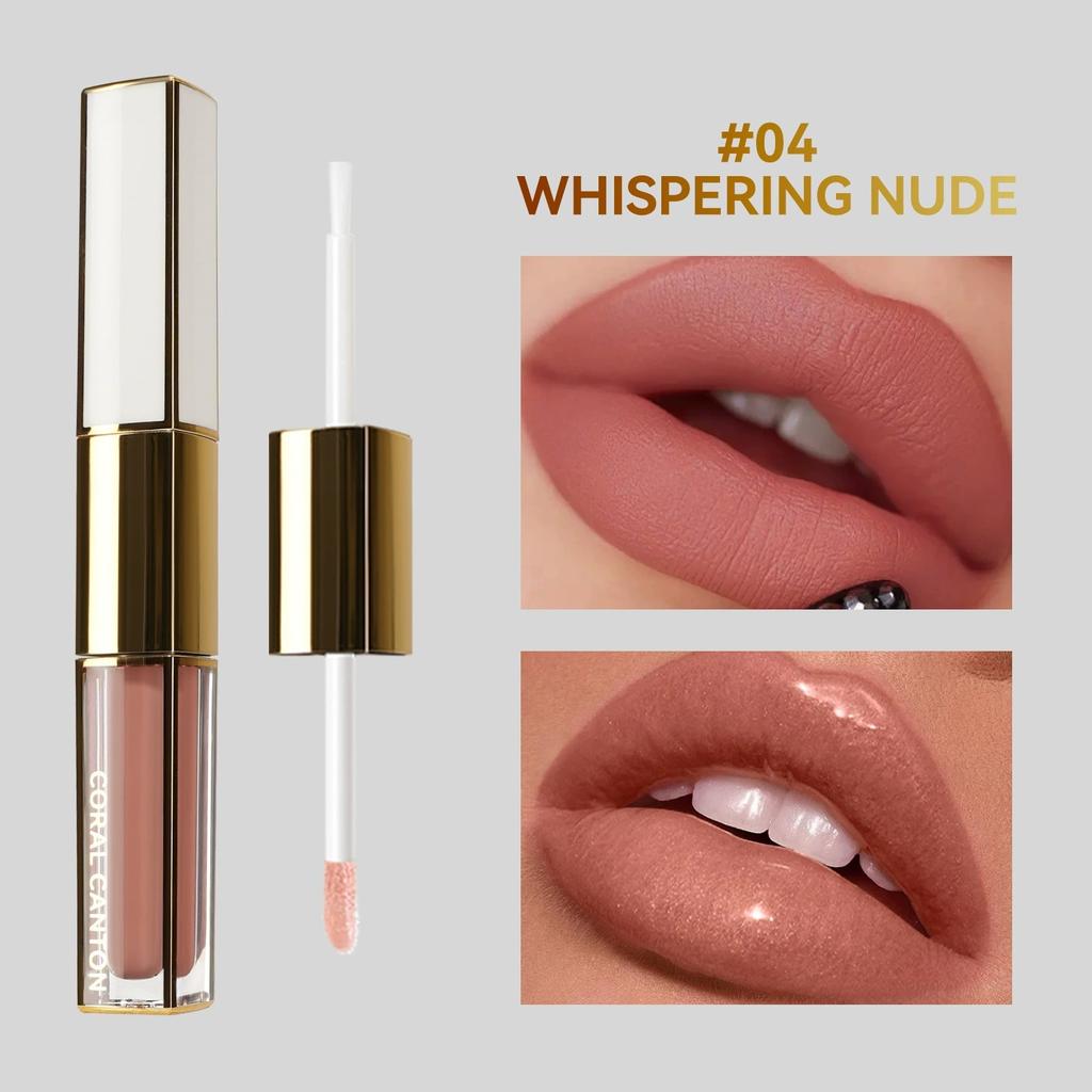 6-color Water-toned Double-head Lip Gloss Not Easy To Get Dipped In Cup Lipstick Multifunctional 2-in-1 Sexy Matte Nude Lip Gloss