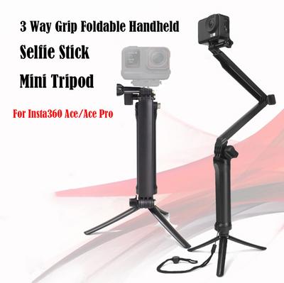 3 Yollu Tutacak Katlanabilir Elde Taşınabilir Selfie Çubuğu Mini Tripod Insta360 Ace Pro GoPro 12 11 DJI Action 4 3 Aksiyon Kamera Aksesuarları