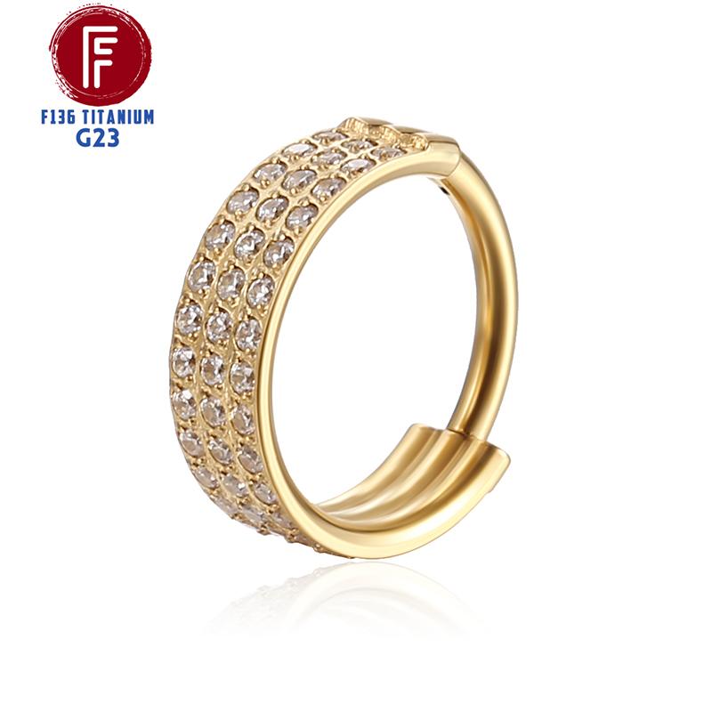 G23 Titanium Side Prong Set Half Circle Cubic Hinged segment Zircon Nose Cilcker Conch Piercing 6/8/10/11/12mm Hoops