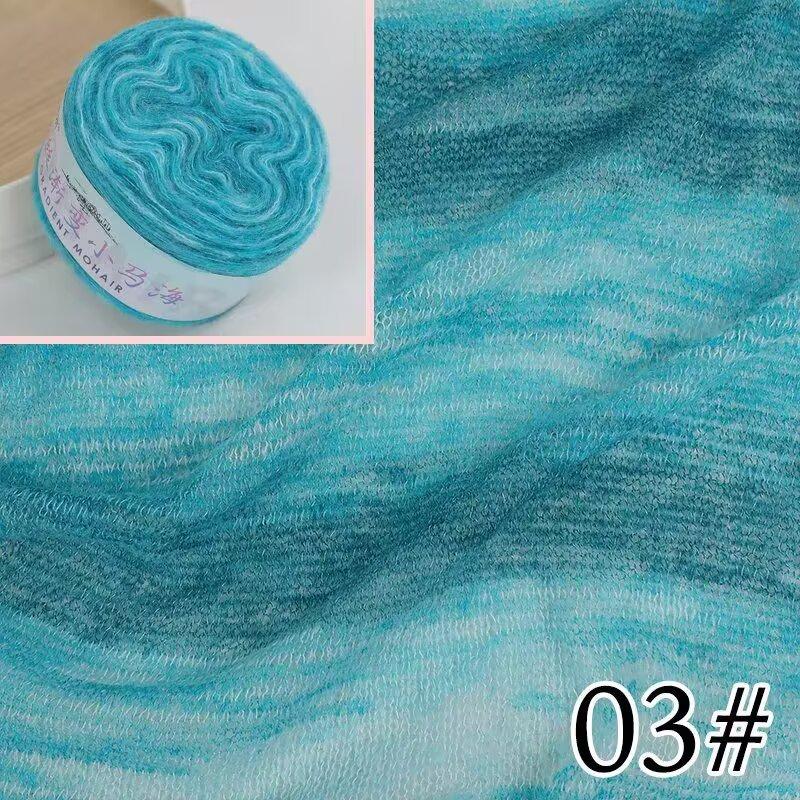 Warm Color Gradient Mohair Soft and Skin Friendly Mohair Fine Thread Hand Woven Crochet Baby Sweater Scarf Glove Material
