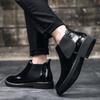 Large size men's shoes 2025 new leather python pattern medium help pointed Chelsea breathable business foot shoes