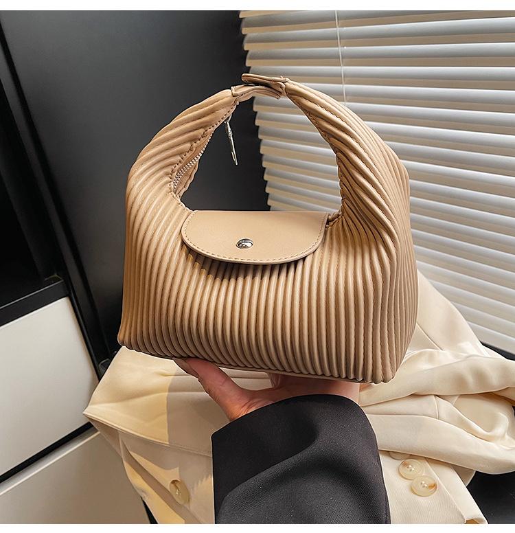 Vertical striped bag women's bag large capacity commuter solid color simple shoulder bag versatile small fresh crossbody bag