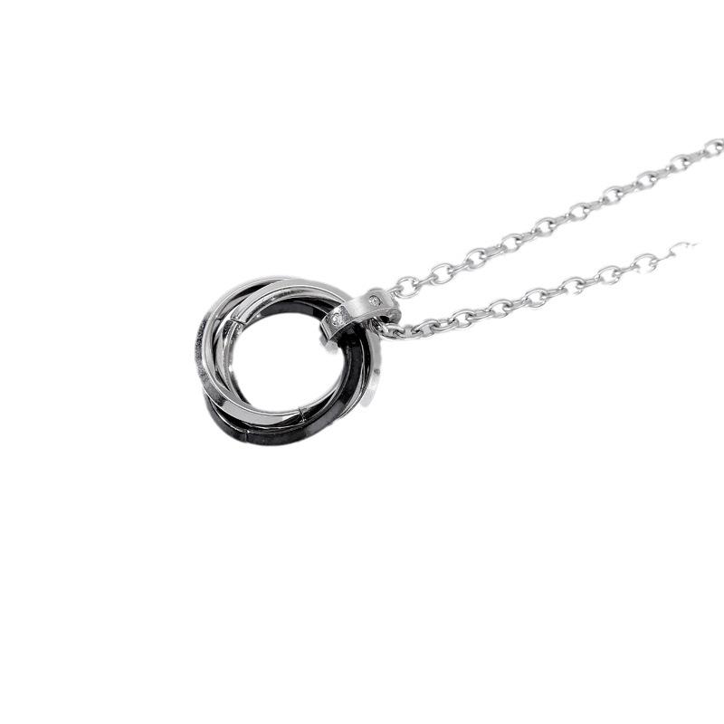 Trendy Men's Three-ring Necklace Titanium Steel Pendant Colorful Dual-purpose Sweater Chain Hip-hop Necklace