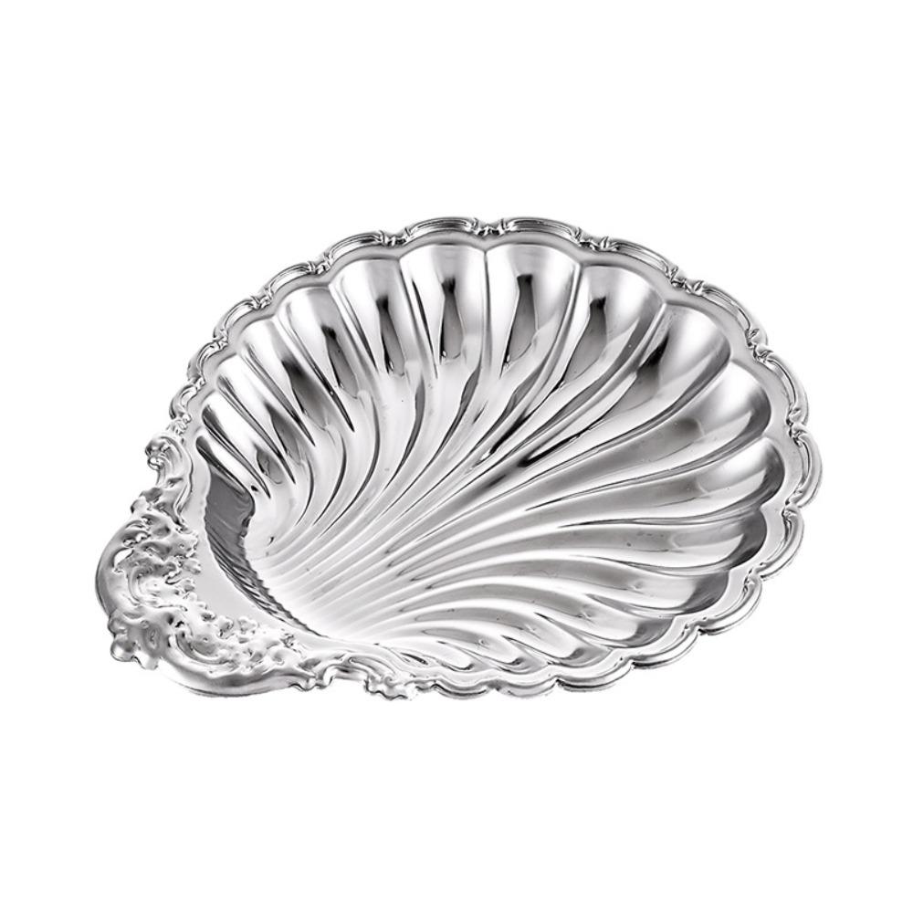 

304 Stainless Steel Shell Shaped Dish Embossed Details Photo Props Cake Tray Silver Minimalist Jewelry Storage Tray чёрный