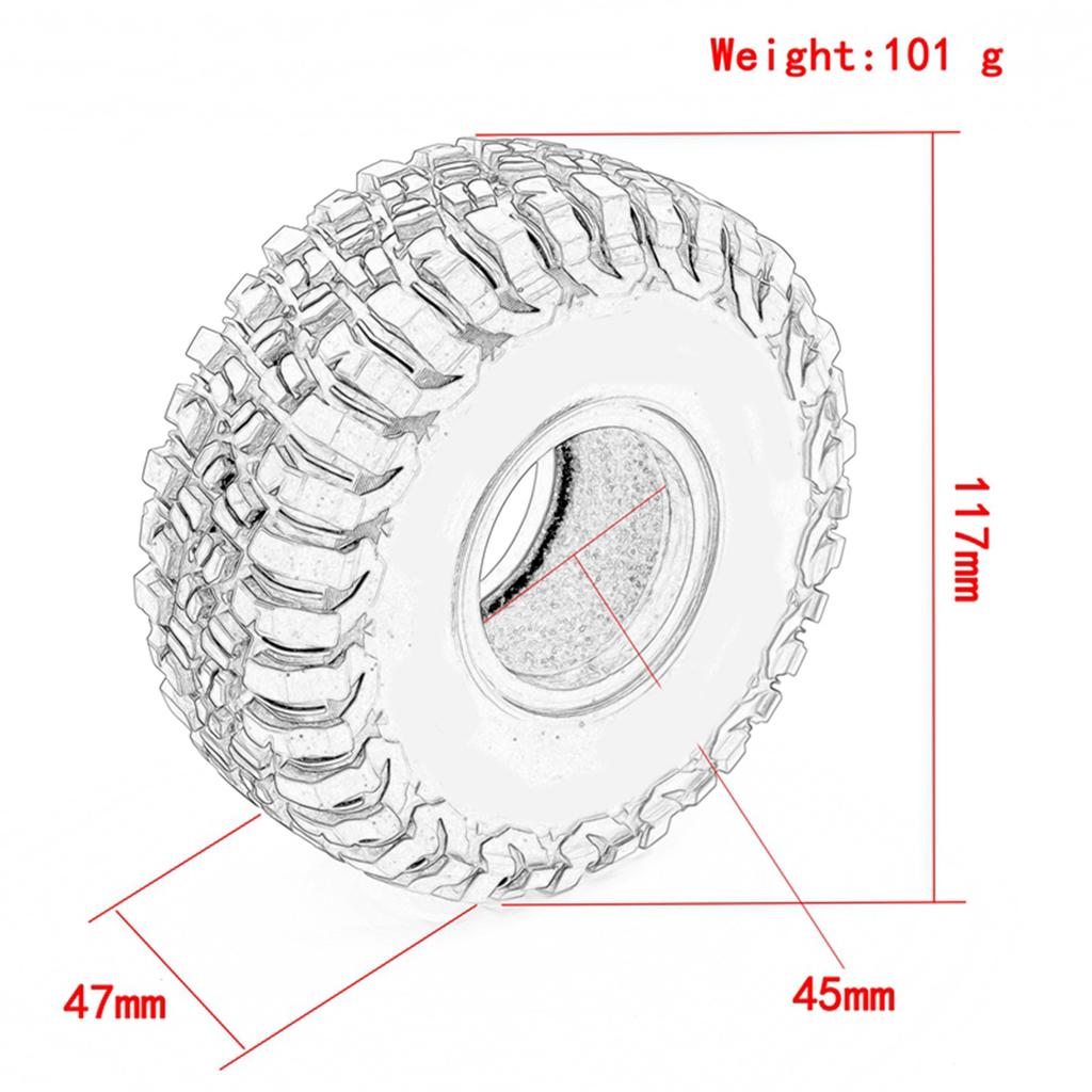 RC Crawler Rubber Tires RC Car Tires 4pcs Replacement for 1/10    al SCX10 90046 SCX10 III  03007  03003 RC Car