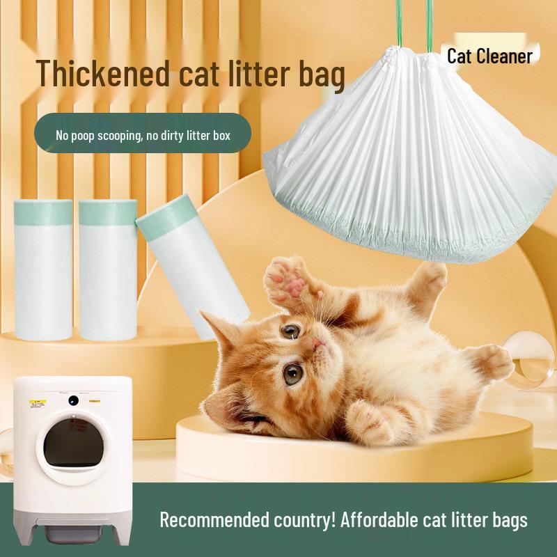 Disposable Cat Litter Bags with Drawstring – Fits Automatic Litter Boxes, Thickened for Large, Medium, and Small Sizes
