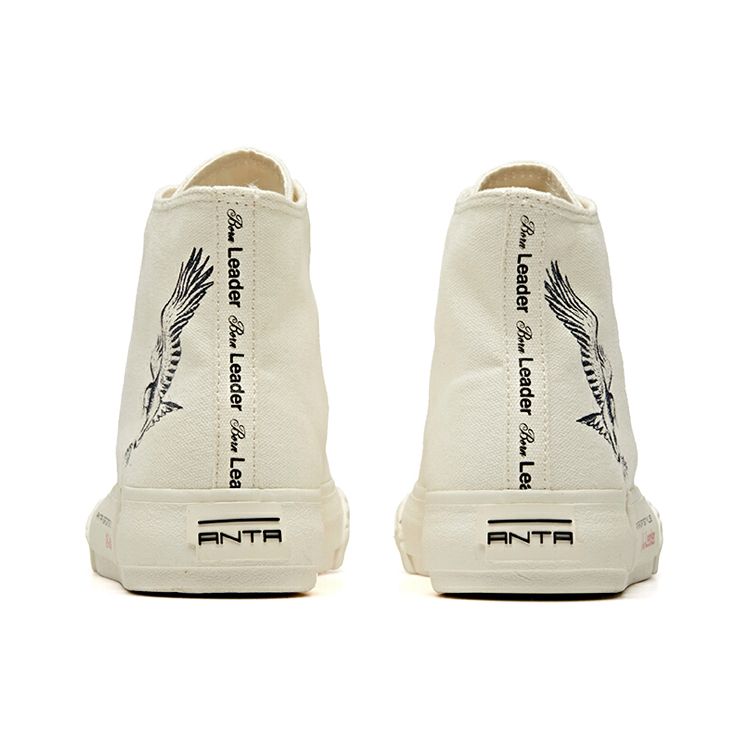 Anta X Robert Geller Designer Collaboration Series Comfortable Lightweight Trendy High-Top Canvas Shoes Women Sneakers White Black 12948680-12