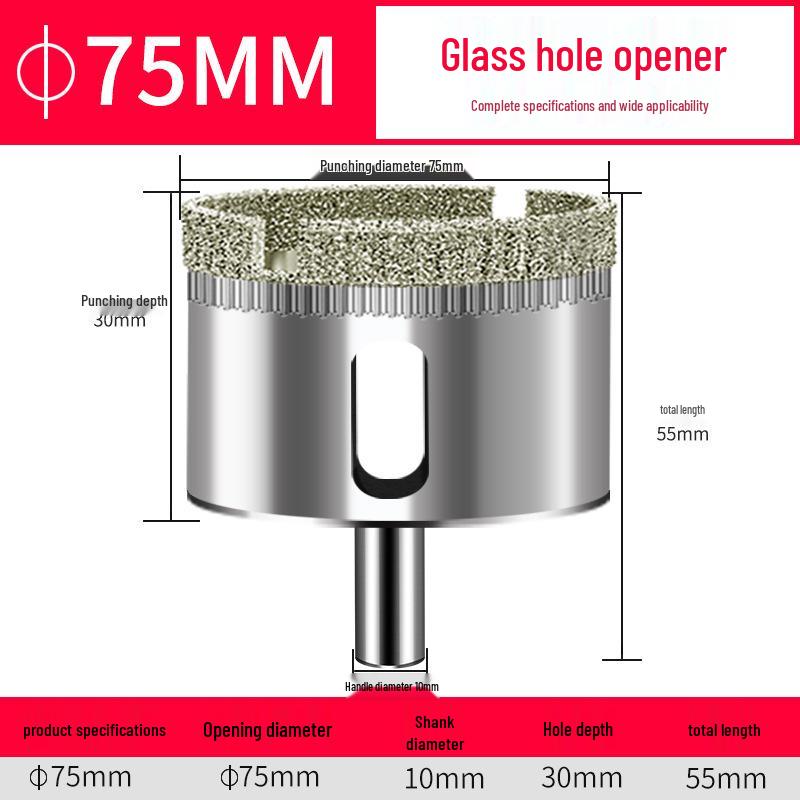 Emery Glass & Tile Drill Bit, 3-200mm Rotary Hole Saw for Marble