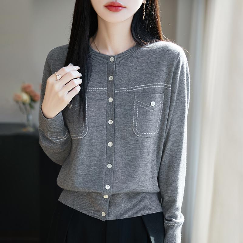 Women's Lightweight 50% Wool 50% Mulberry Silk Cardigan - 4-Season Versatile Knitwear for All-Year Comfort & Style