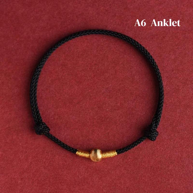 Hand Braided Red Rope Bracelet with Lucky Bead Adjustable Couple Anklet for Valentine Gift Wrist Wear