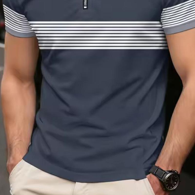 Men's Fashionable Pocket Comfortable Solid Color 3D Digital Printing Summer Outdoor Wear Europe United Popular Polo Shirt