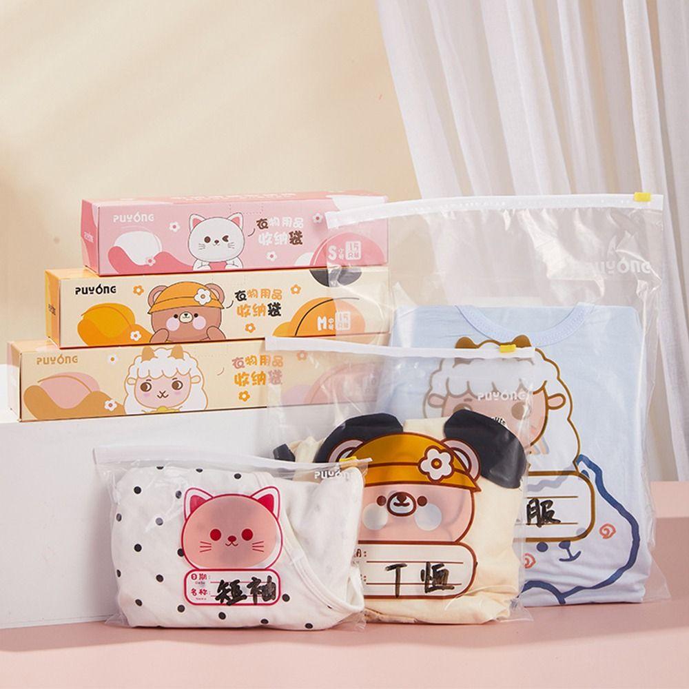 10/15PCS Cartoon Pattern Classified Sealed Bag Moisture-proof Cloth Sorting Pouch  Travel