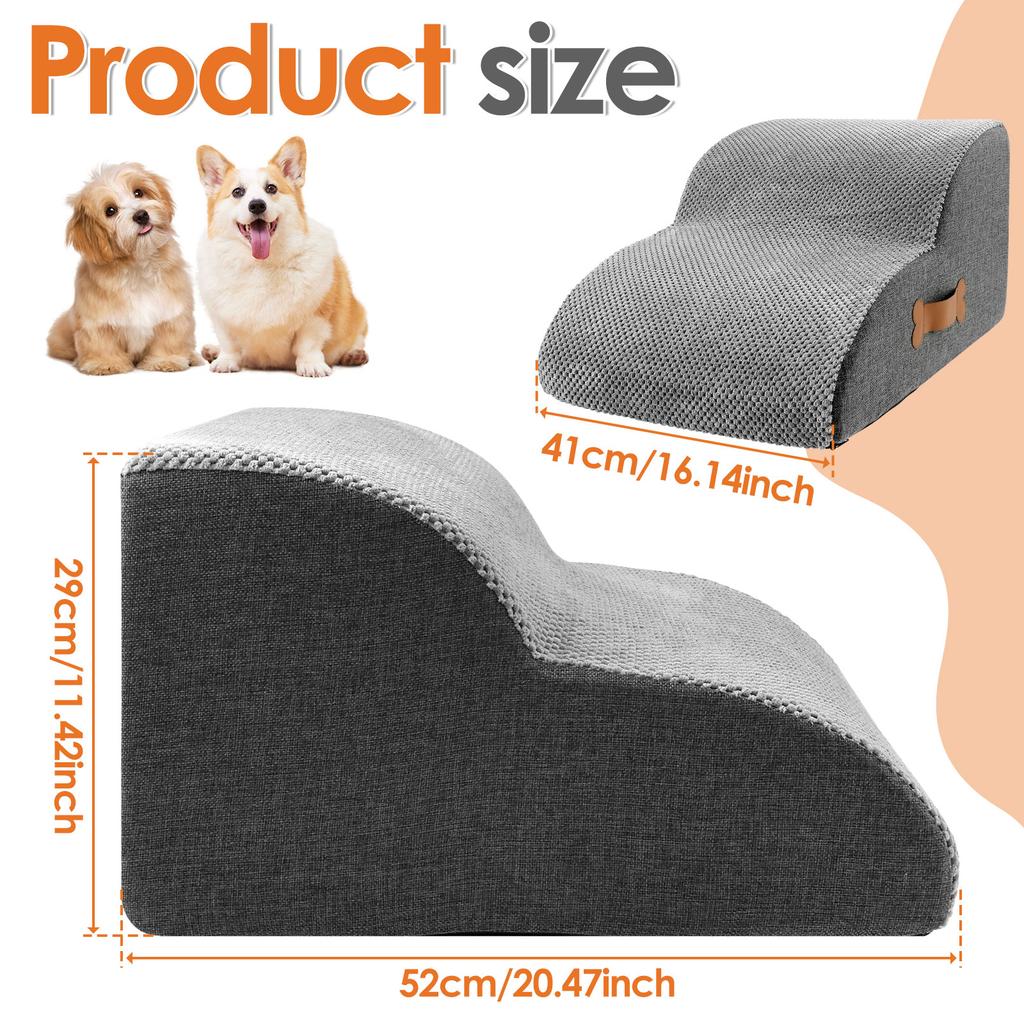 2/3 Step Dog Ramp Stair Pineapple Velvet Small Dog Stair with Sponge Filling and Nonslip Bottom Safe Pet Supplies for Cat Puppy