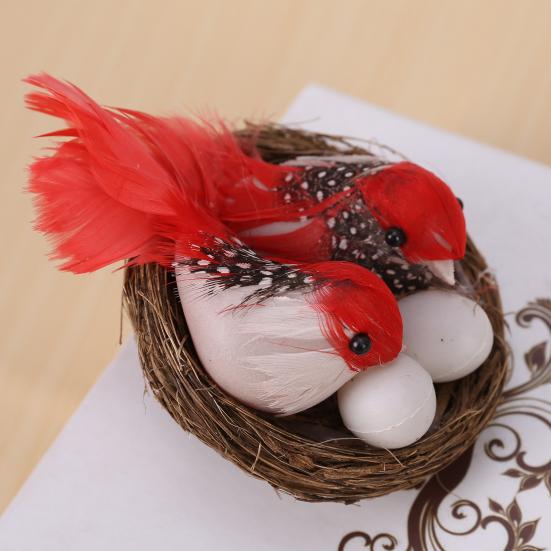 1 Set Nido de Pájaro Artificial Aspecto Realista Espuma Ecológica Manualidad Creativa Estatua de Pájaros Nido de Pájaro Falso para el Hogar