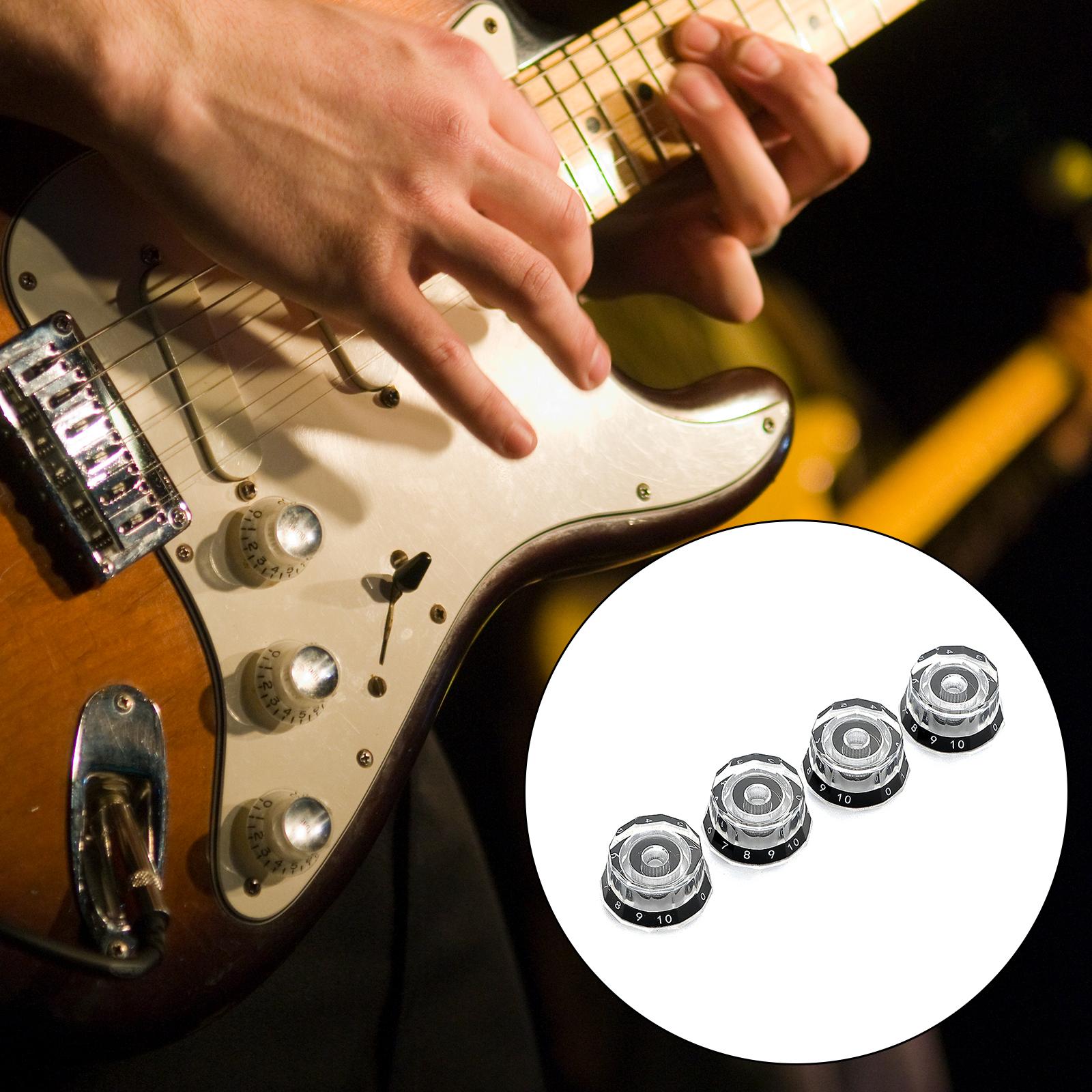 

4pcs Electric Guitar Effect Knobs Volumes Tone Control Knobs Plastic Top Hat Speed Control Knobs Replacement Part