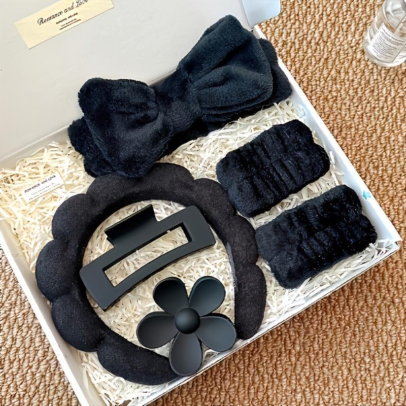 16-Piece Multi-Color Soft Headband and Hair Clip Set with Bowknot Washband and Elastic Hair Ties