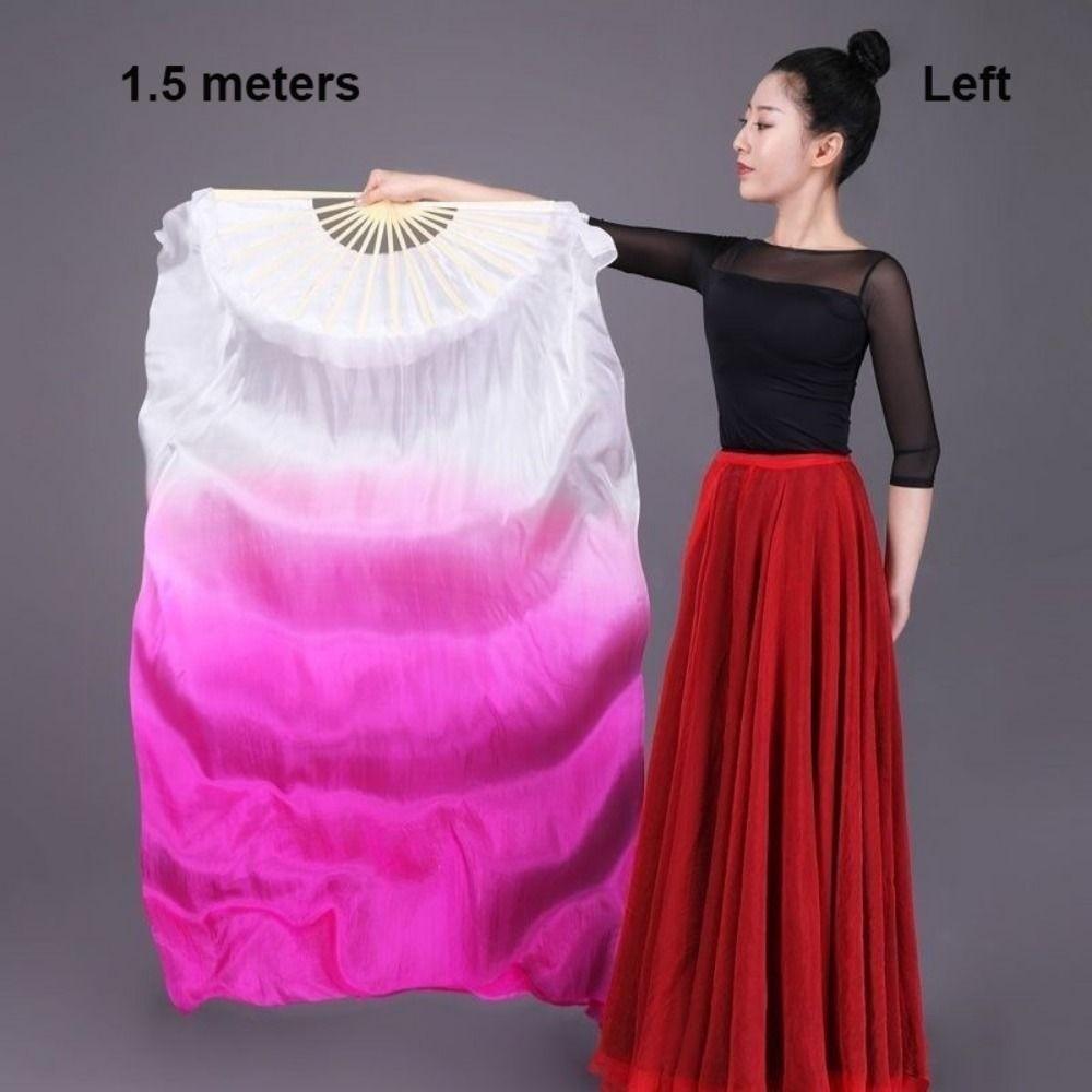 120/150/180cm Gradient Color Dancer Fan Right&Left Hands Practice Long Imitation Silk Fans