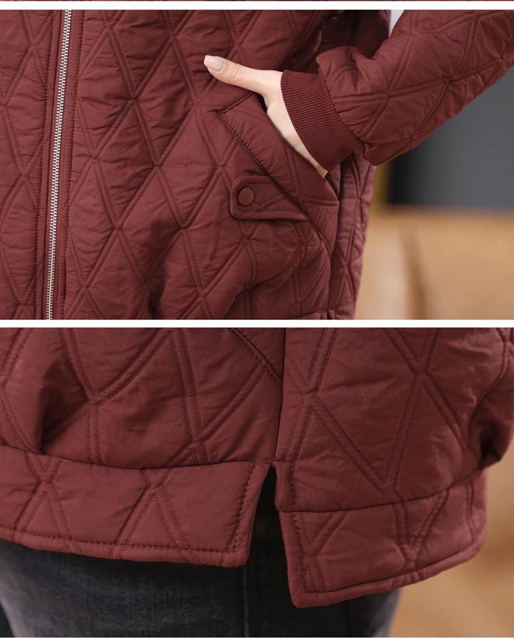 Damen 2024 Argyle Daunen Baumwolljacke - Kurzer Wintermantel, Kleine Größe, Oberbekleidung für Mütter