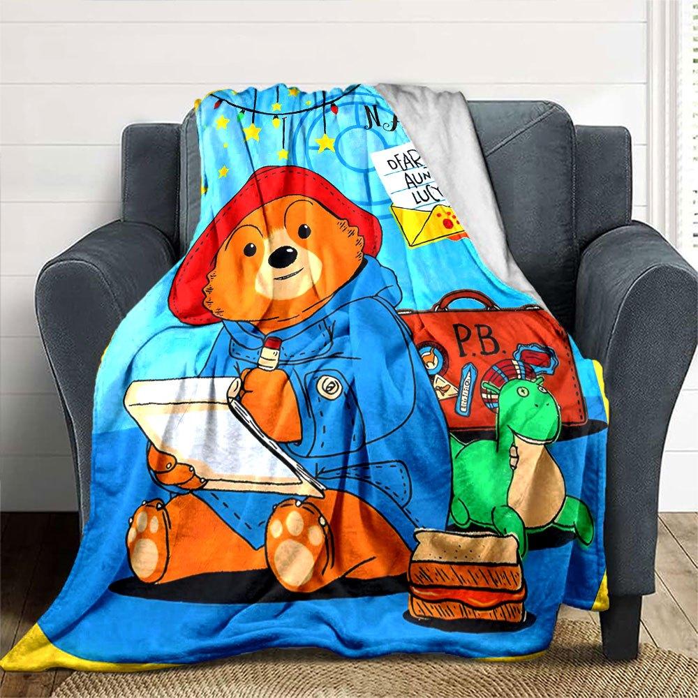 Paddington Bear'S Holiday Adventure Multi Purpose Customizable Blanket Customize Text Durable Comfort For Sofa Couch Office Bed Picnics Four Seasons