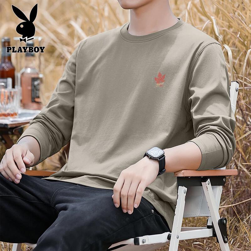 Мужская хлопковая футболка с длинным рукавом свободного кроя PLAYBOY M