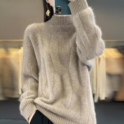Maglioni da donna autunno/inverno Maglione morbido di alta qualità con collo alto e spesso maglione in cashmere