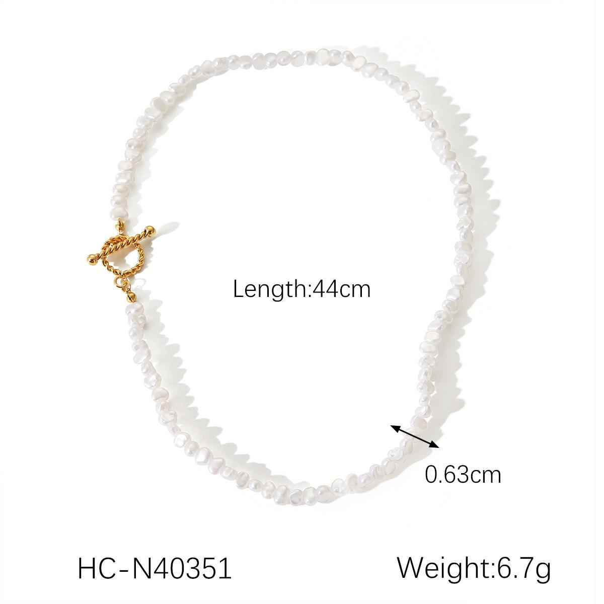 

18K Gold Twisted Stainless Steel OT Clasp Irregular Pearl Necklace Women s Niche Design Versatile Pearl Bracelet