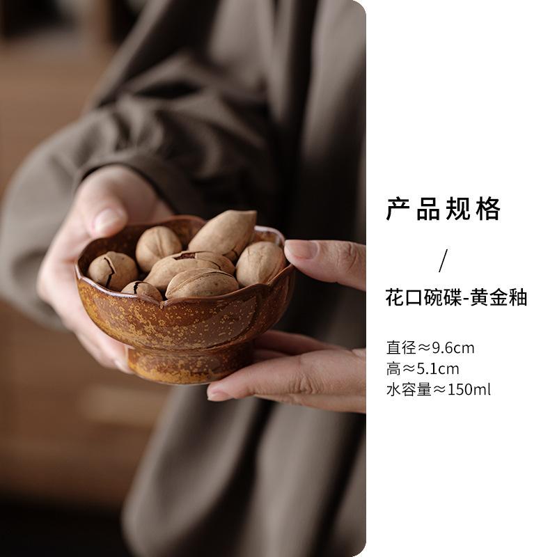Retro Flower Mouth Fruit Dishes Antique Pastry Plate Food Dinner Plates Household Hospitality Dishes For Tea Supplies Decoration