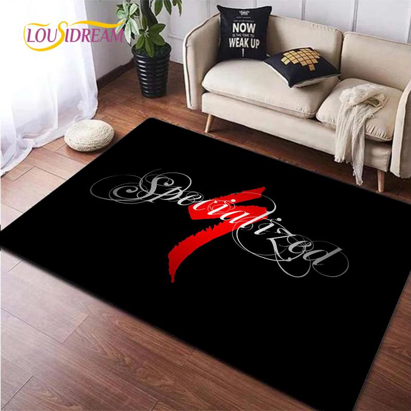 Tappeto con logo di bicicletta per Soggiorno Camera da letto Tappeti Cucina Bambini Porta Tappetino Antiscivolo Regalo di compleanno Oggetti di scena fotografici Alfombra Tappeto