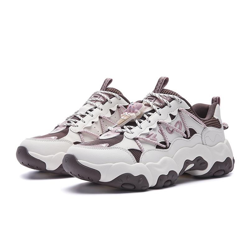 FILA FLUID 6 Cushioning Abrasion Resistant Coverage Lightweight Low top Chunky Sneakers Women's White Brown F12W612137FGC