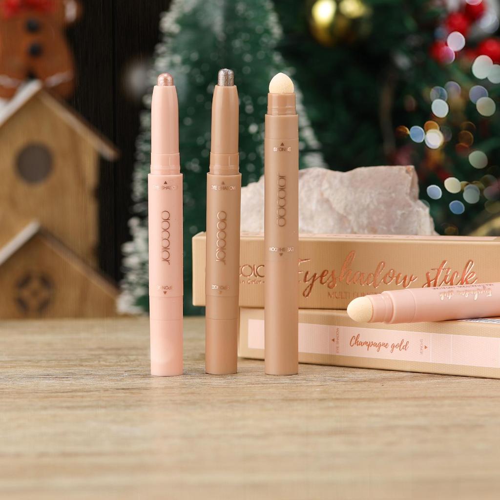 Docolor 2Pcs Double Head Eyeshadow Stick, Smooth Cream Highlighter Stick, Eye Brightener, Waterproof and Long Lasting for Eye Makeup Set