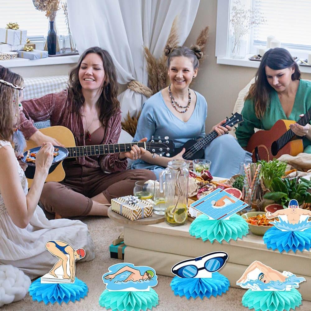 Summer Swimming Themed Honeycomb Shaped Birthday Party Desktop Decor Ornament