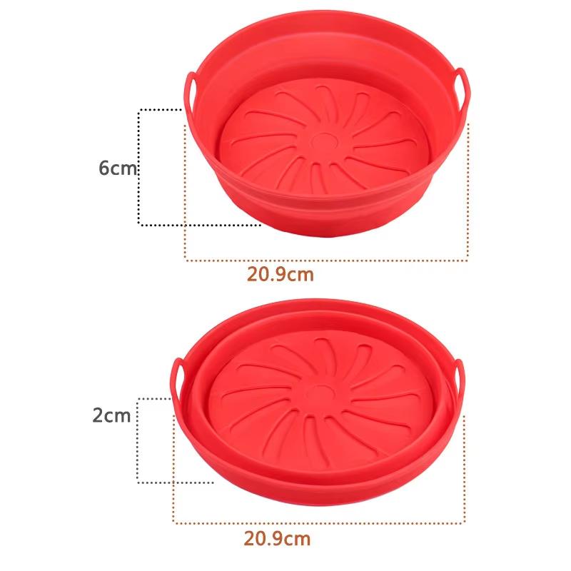 

Collapsible Silicone Air Fryer Liners For 3 to 5 QT Reusable AirFryer Liners Pots Oven Liner Baking Tray Dishwasher Safe красный