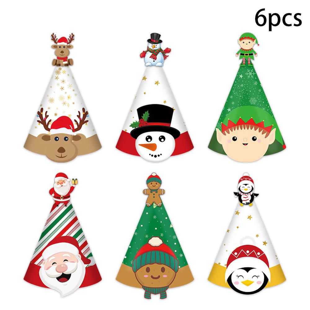 Christmas Party Paper Triangle Hat Set With Reindeer Design For Kids And Adults