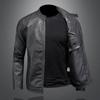 2025 Men's Trendy Slim Stand-up Collar Leather Motorcycle Jacket