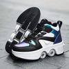 Women's High Top 4 Wheel Speed Roller Shoes Unisex Automatic Pop-up Sneakers With Wheels Dual-purpose Skating Casual Shoes
