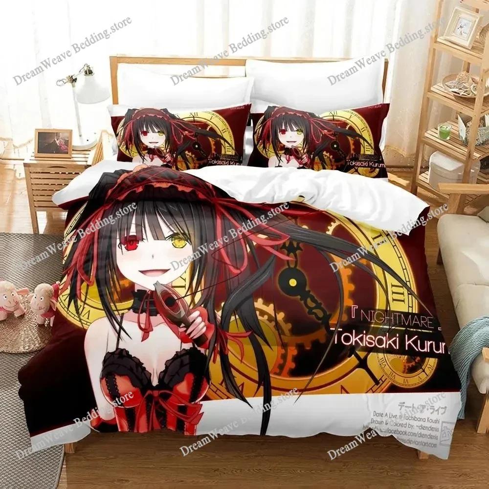 Date A Live Tokisaki Kurumi Bedding Set Duvet Cover Bed Set Quilt Cover Pillowcase Comforter King Queen Size Boys Adult Bedding7