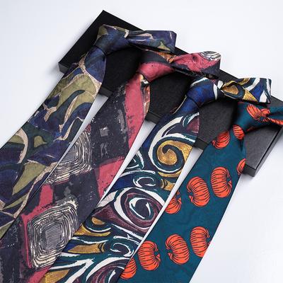 Patroon Bedrukte Stropdas Heren 9cm Breed Gepersonaliseerde Retro Banket Gastheer Pak Grote Bloem Polyester Hand Tie