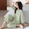 Pajamas women's summer woven pure cotton seven-quarter sleeve gauze cotton thin middle-aged mother spring and autumn loungewear suit