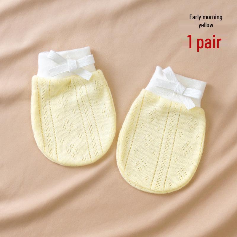 Pure Cotton Baby Anti-Scratch Mittens for Newborns 0-3 Months, All-Season, Thin Style for Spring & Autumn