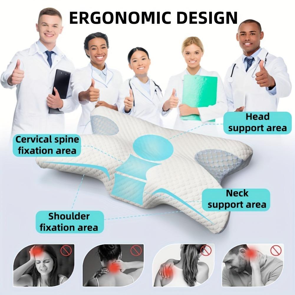 Ergonomic Contour Pillow Relief Orthopedic Correction Comfortable Butterfly Design for All Sleep Positions Supportive Neck