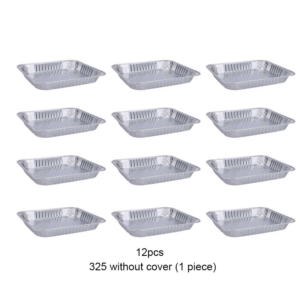 12Pcs Disposable Aluminum Foil Food Container Rectangle Packing Box Multi-use Takeaway Cooking Liners Microwave