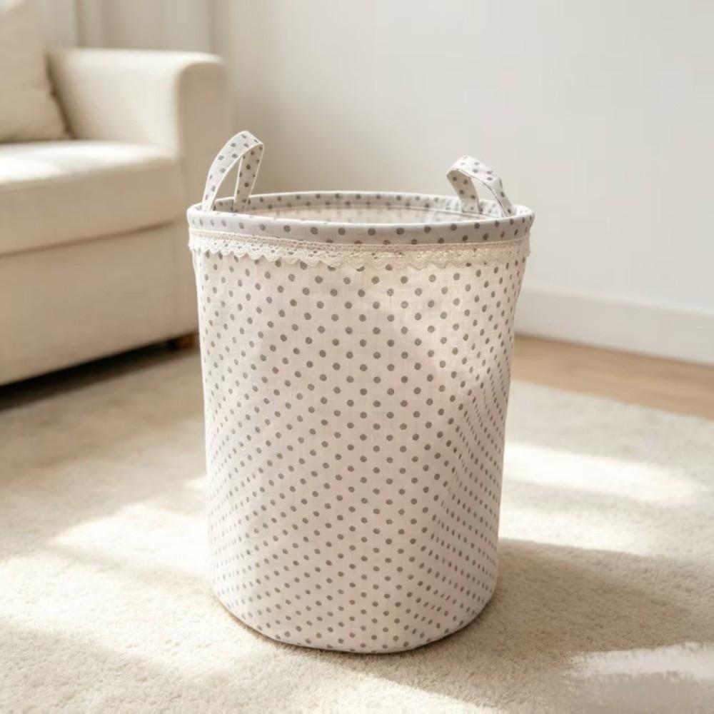 Polka Dot Storage Basket Cotton Linen Laundry Basket Fashion Clothes Organizer Storage Bin