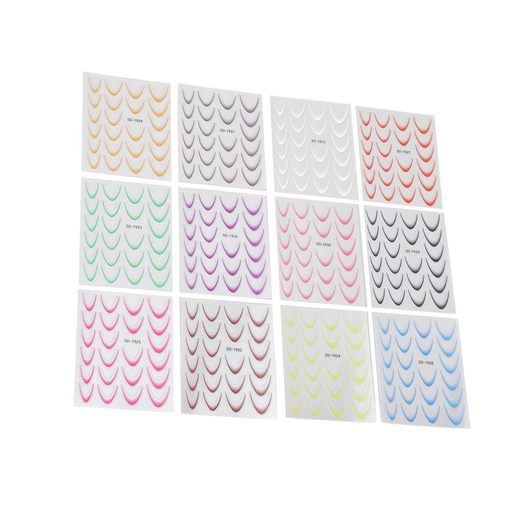 12 Colors Gradient French Line Nail Stickers French Nail Art Decals French Tip Nail Stickers for Man
