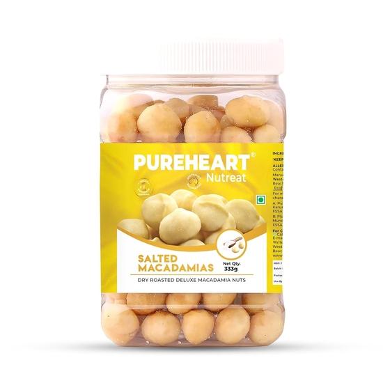 

Pureheart Salted Macadamia, 333 gm| Premium Roasted Australian Macadamia Nuts, Rich in Antioxidants - Whole, Exotic - Reusable Jar 333GM