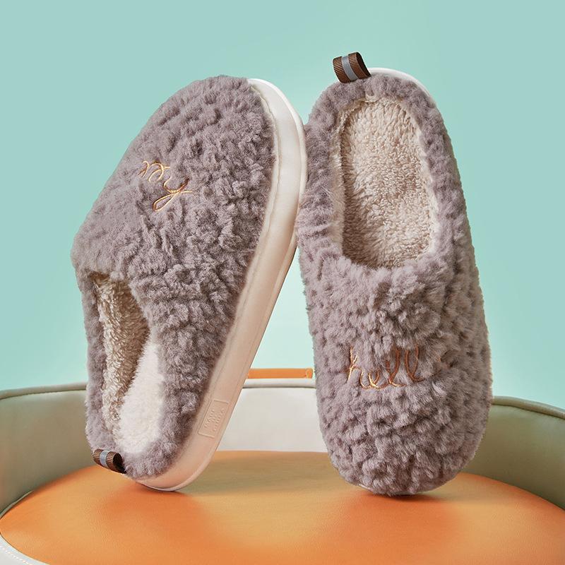 Winter wear non-slip fluffy slippers cotton mop thickened warm indoor cotton slippers