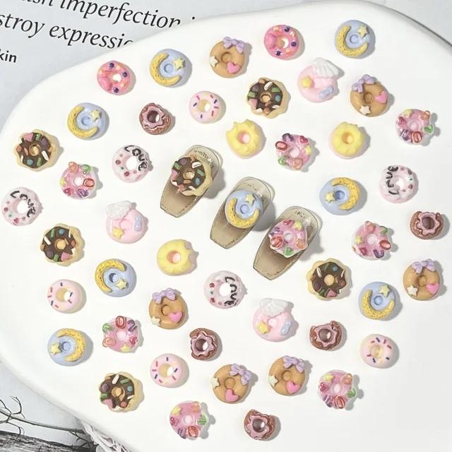 20pcs 3D Resin Cartoon Design Nail Charms Jewelry Bulk Mixed Size Ice Cream Donuts Nail Art Decorations Parts Kawaii Accessories