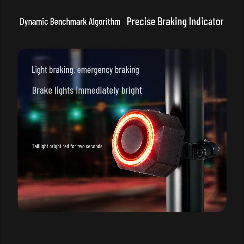 Smart Rechargeable Wireless LED Bike Tail Light with Anti-theft Alarm