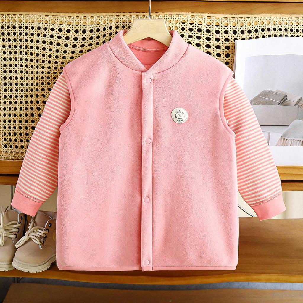 AINI Kids' Orlon Fleece Vest - Warm, Sleeveless, Stand-up Collar for Boys and Girls, Ideal for Spring and Autumn.