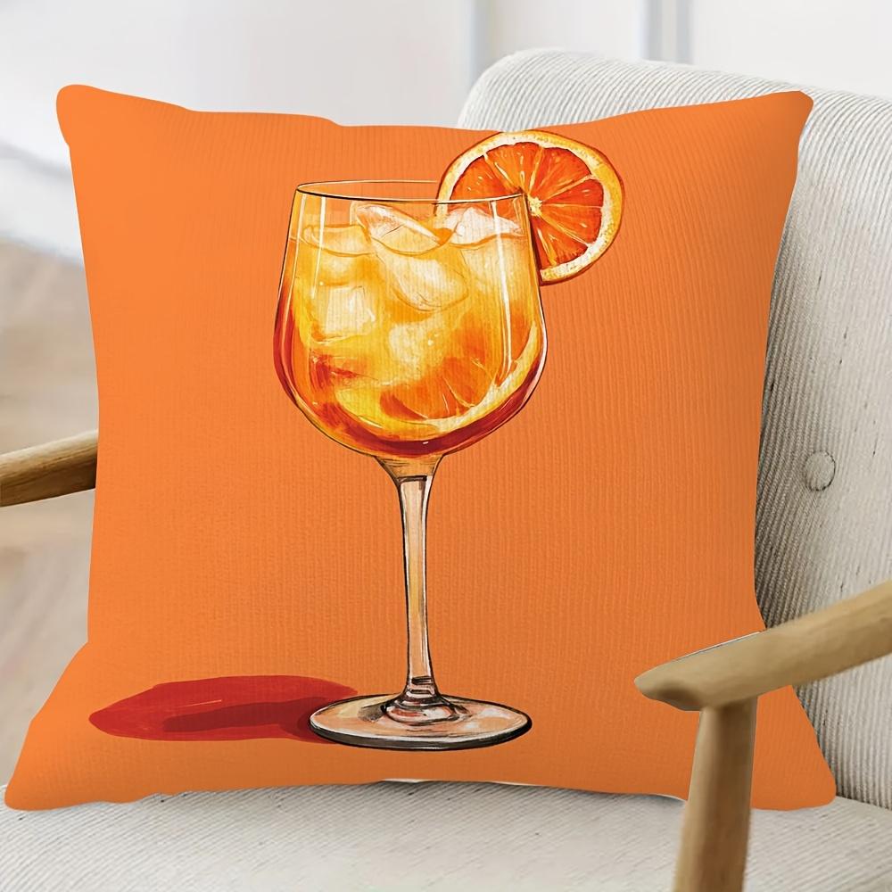 Housse de coussin cocktail jus d'orange Housse de coussin boisson d'été pour décoration intérieure Salon Chambre à coucher Cuisine 55x55cm