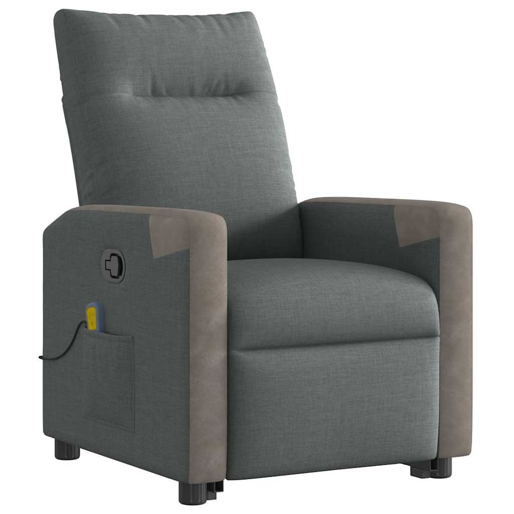 Recliner Chair with Lift Function Dark Gray Fabric